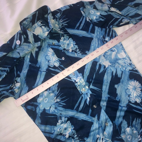 Vintage shirt button down floral print men’s medium long sleeve polyester qiana - Picture 11 of 11